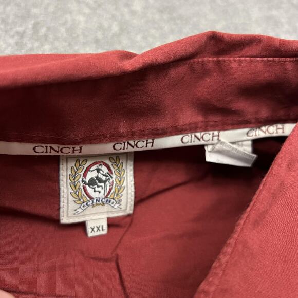 Cinch Shirt Mens 2XL Red Button Down Western Long Sleeve Cotton XXL Embroidered - Picture 6 of 10